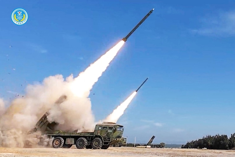 Screenshot from video released by Eastern Theatre Command of China's People's Liberation Army (PLA) on drills around Taiwan