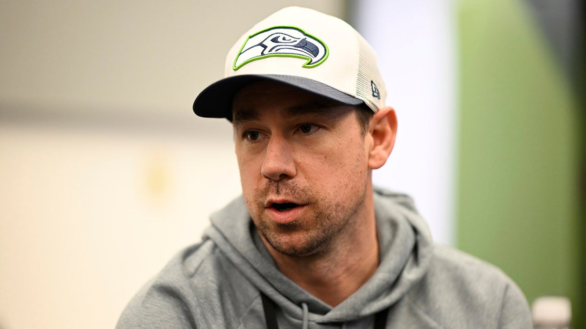 Klint Kubiak speaks to the media