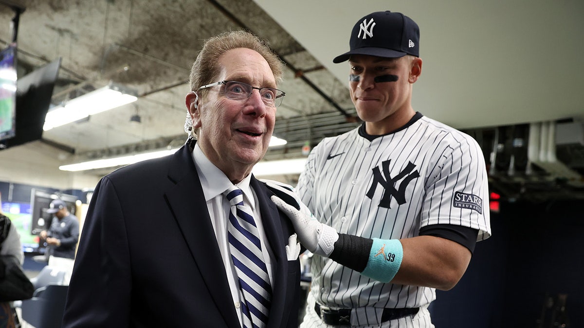 John Sterling speaking with Aaron Judge at Yankee Stadium