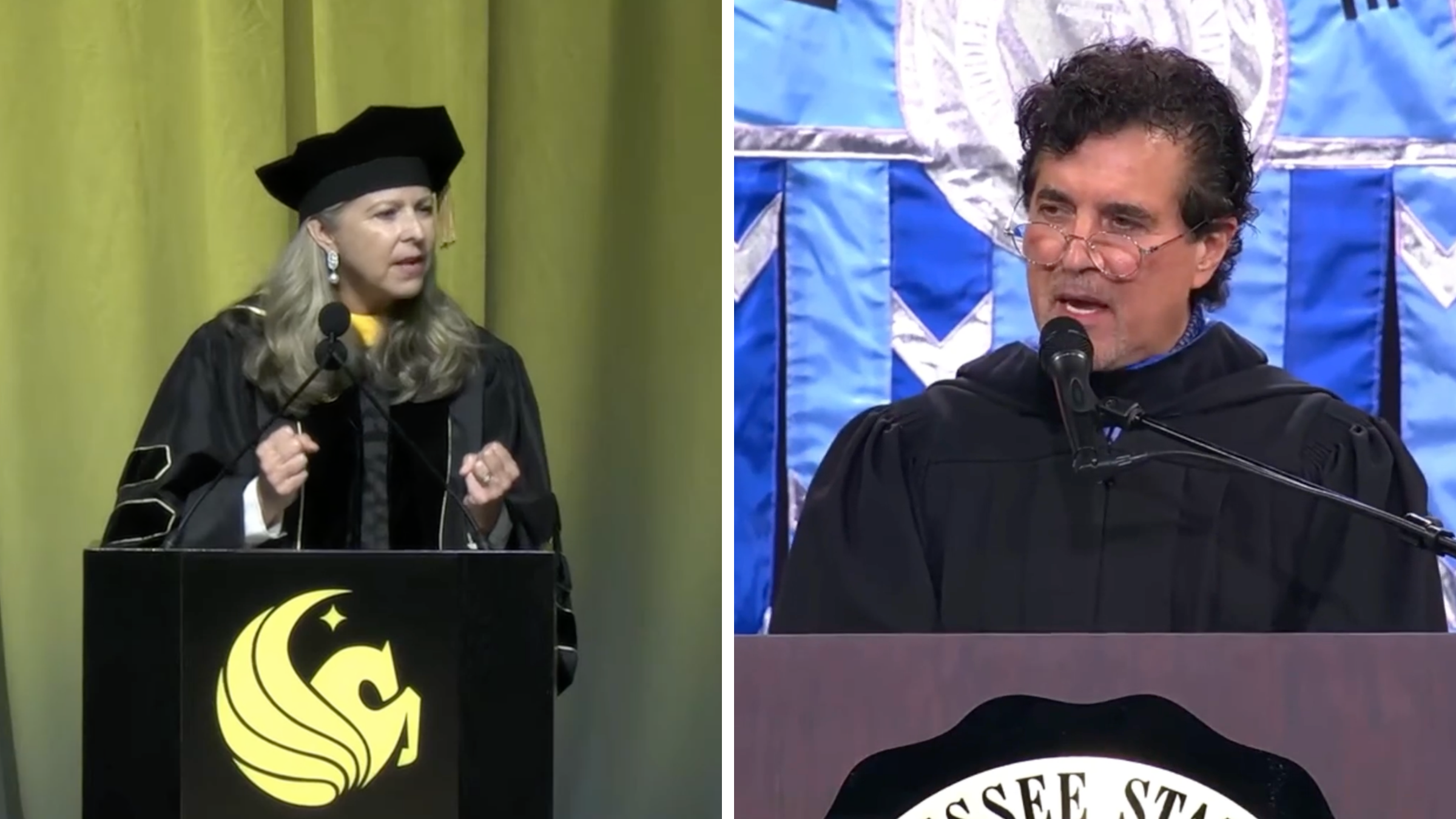 Real estate executive Gloria Caulfield (left) was the graduation speaker at University of Central Florida and Big Machine Records CEO Scott Borchetta spoke at Middle Tennessee State University