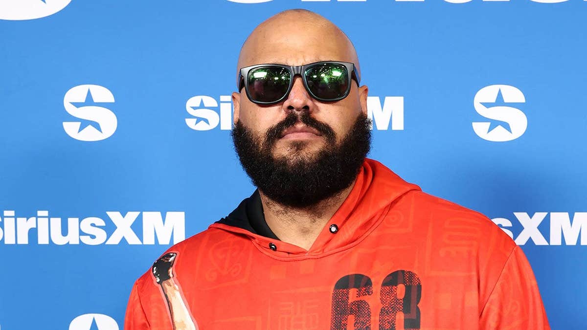 AJ Francis visiting SiriusXM on Radio Row at Super Bowl LX in San Francisco