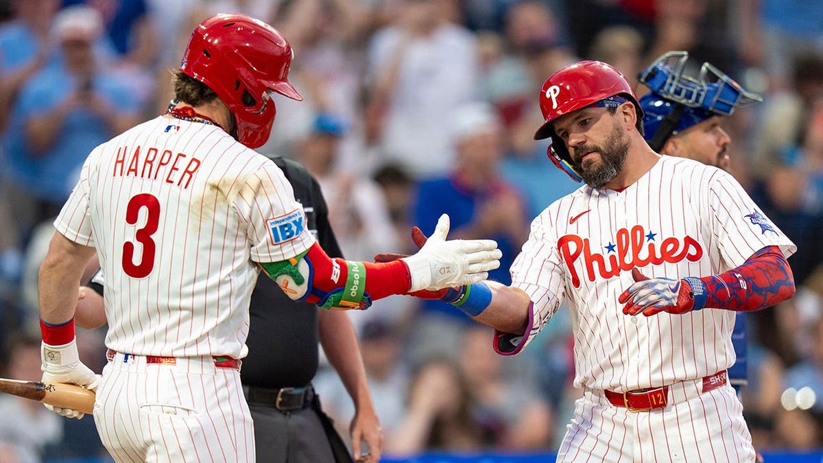 Philadelphia Phillies players celebrating during a game