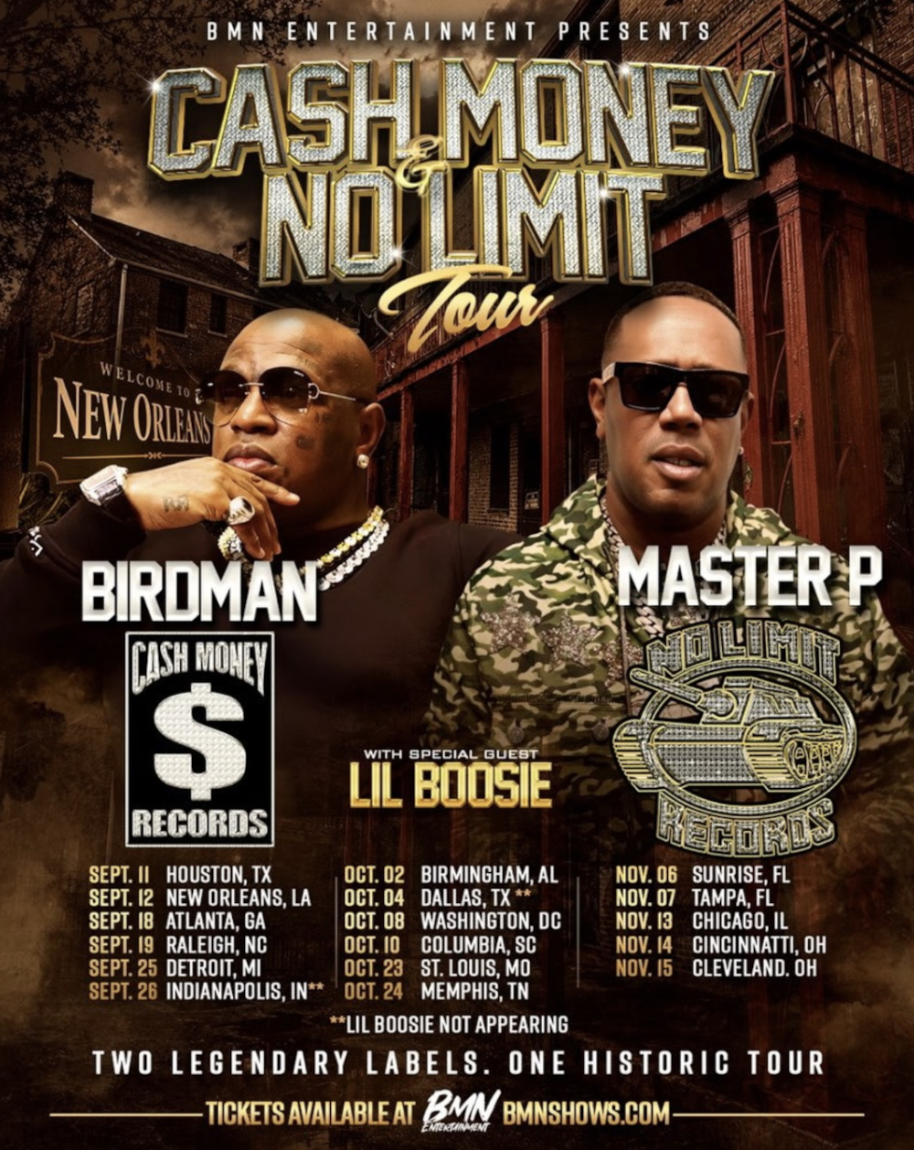 Cash Money and No Limit tour poster