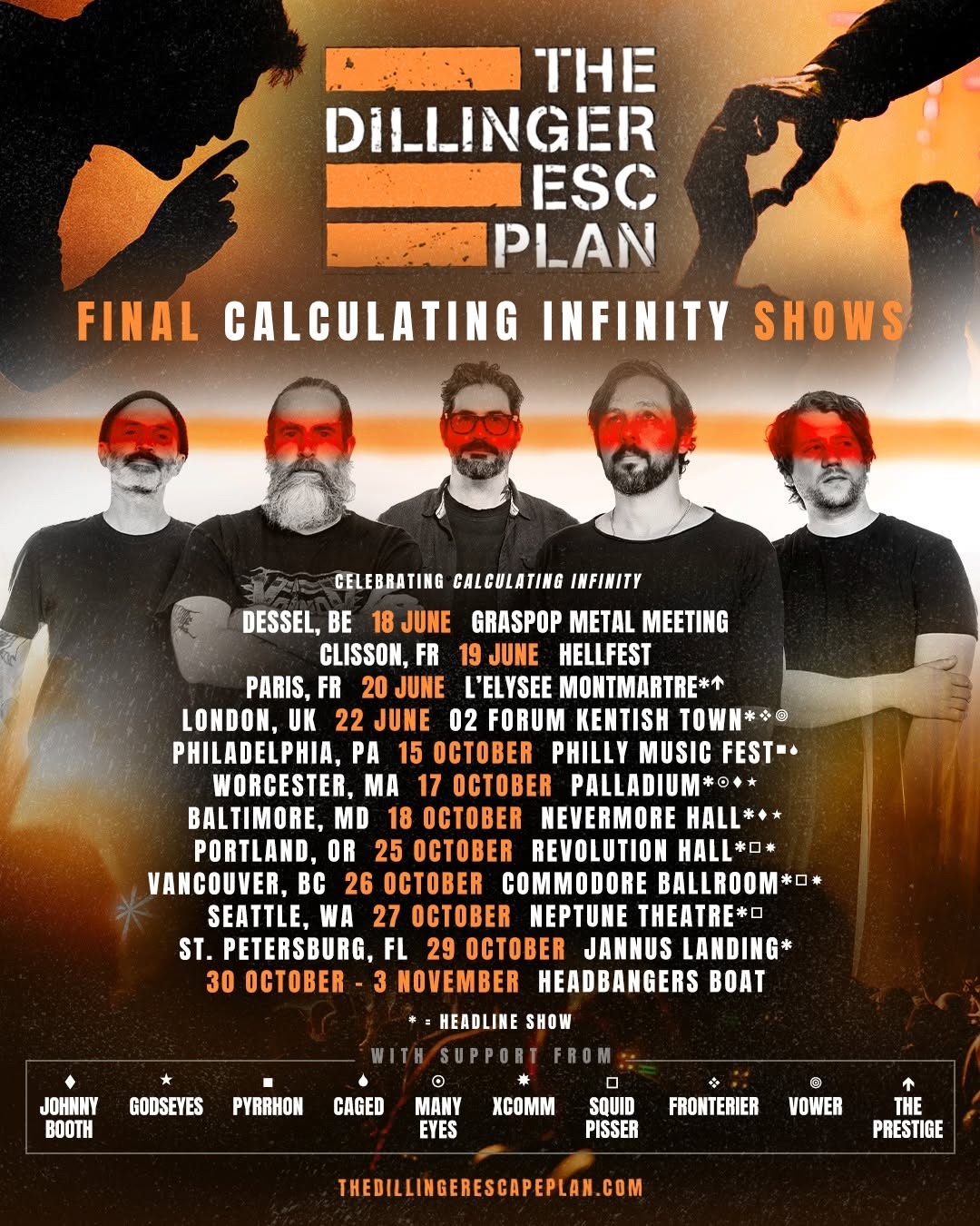 The Dillinger Escape Plan 2026 tour poster