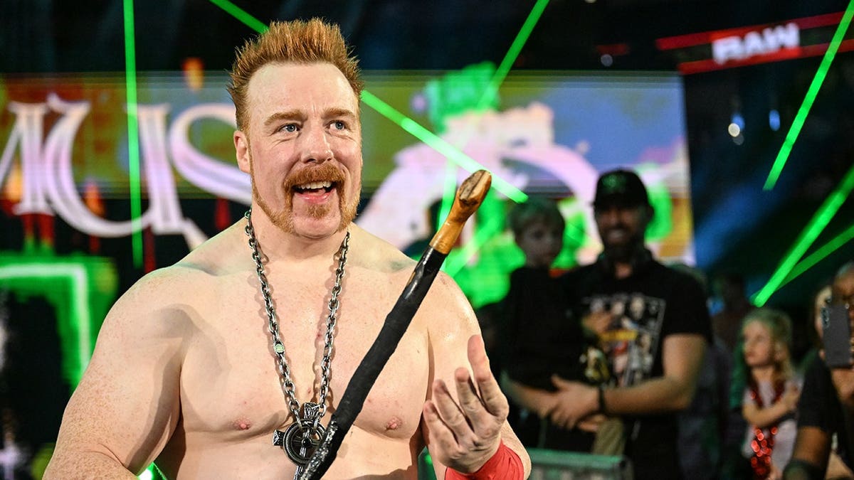 Sheamus making his entrance during RAW at Honda Center in Anaheim, California.