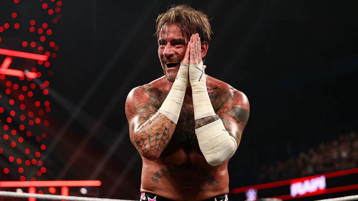 CM Punk smiles during Monday Night RAW at Allstate Arena.