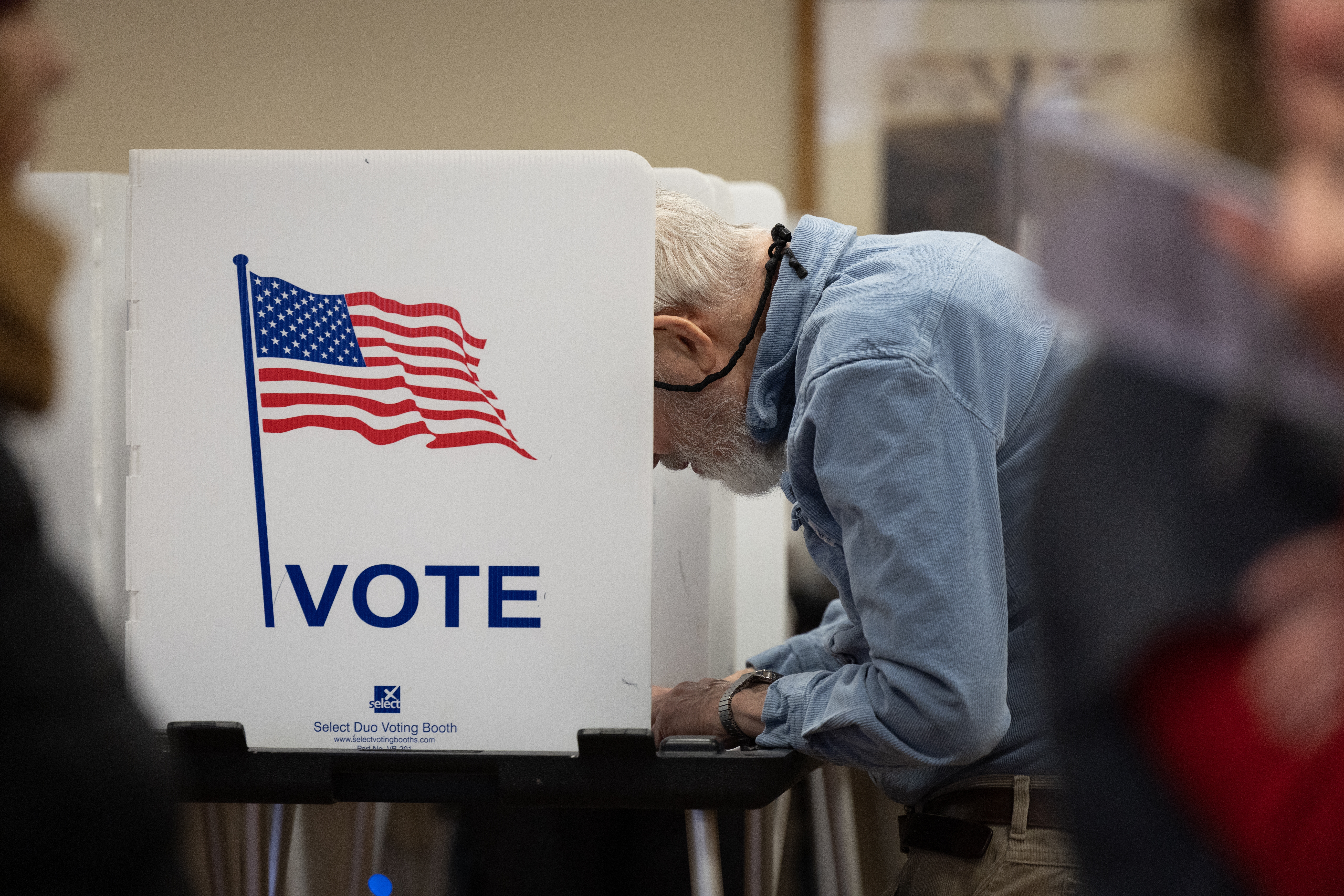 Residents vote in Madison, Wis., on April 1, 2025. Wisconsin election officials recently warned voters in the state that betting on the midterms could disqualify their vote or result in prosecution. That prompted legal threats from the prediction market Kalshi, which is allowing people to bet on hundreds of midterm races.