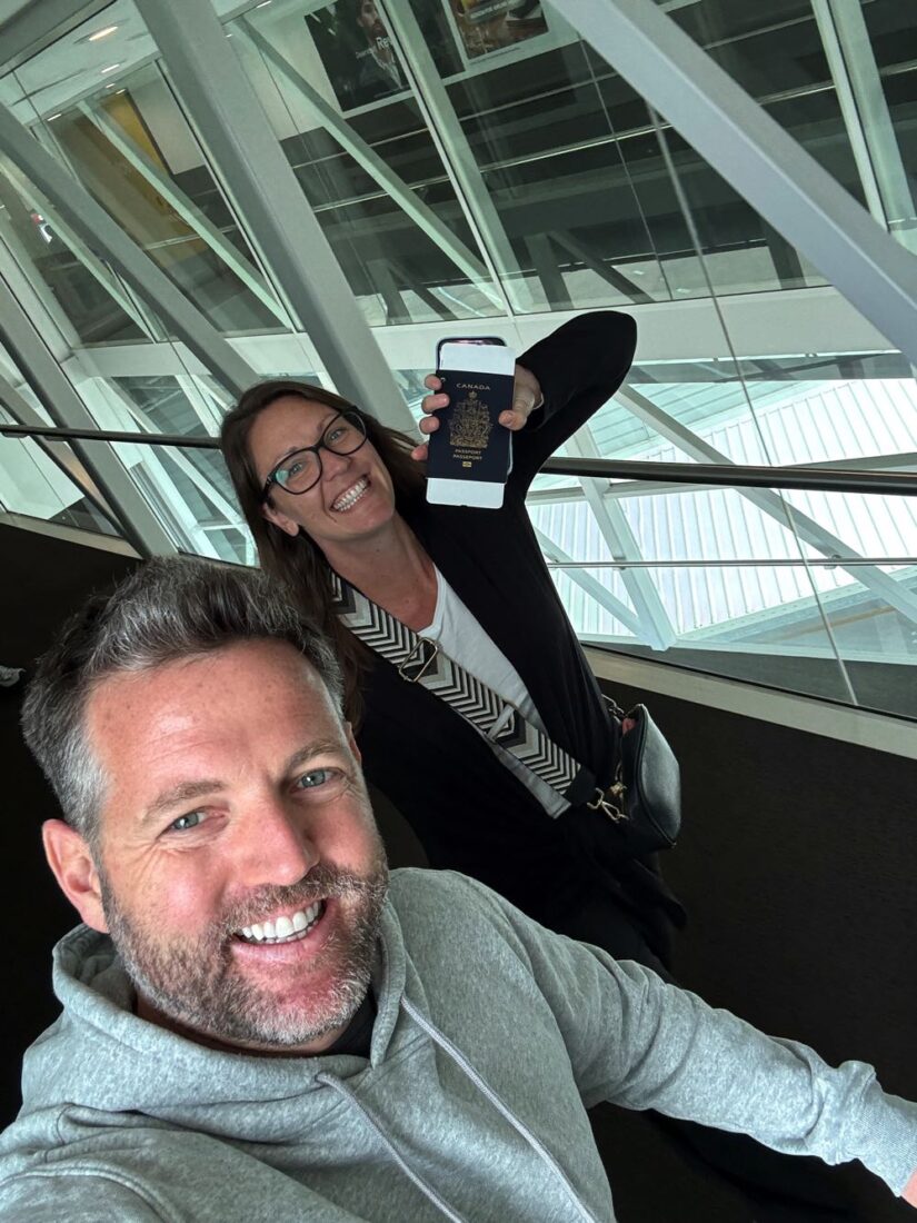 two travellers with passport