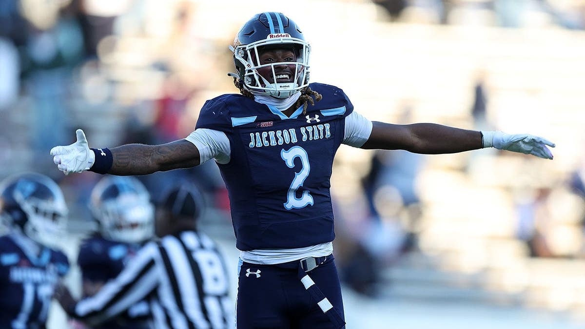Levi Wyatt #2 reacts during the 2025 SWAC Championship game between Jackson State and Prairie View A&M.