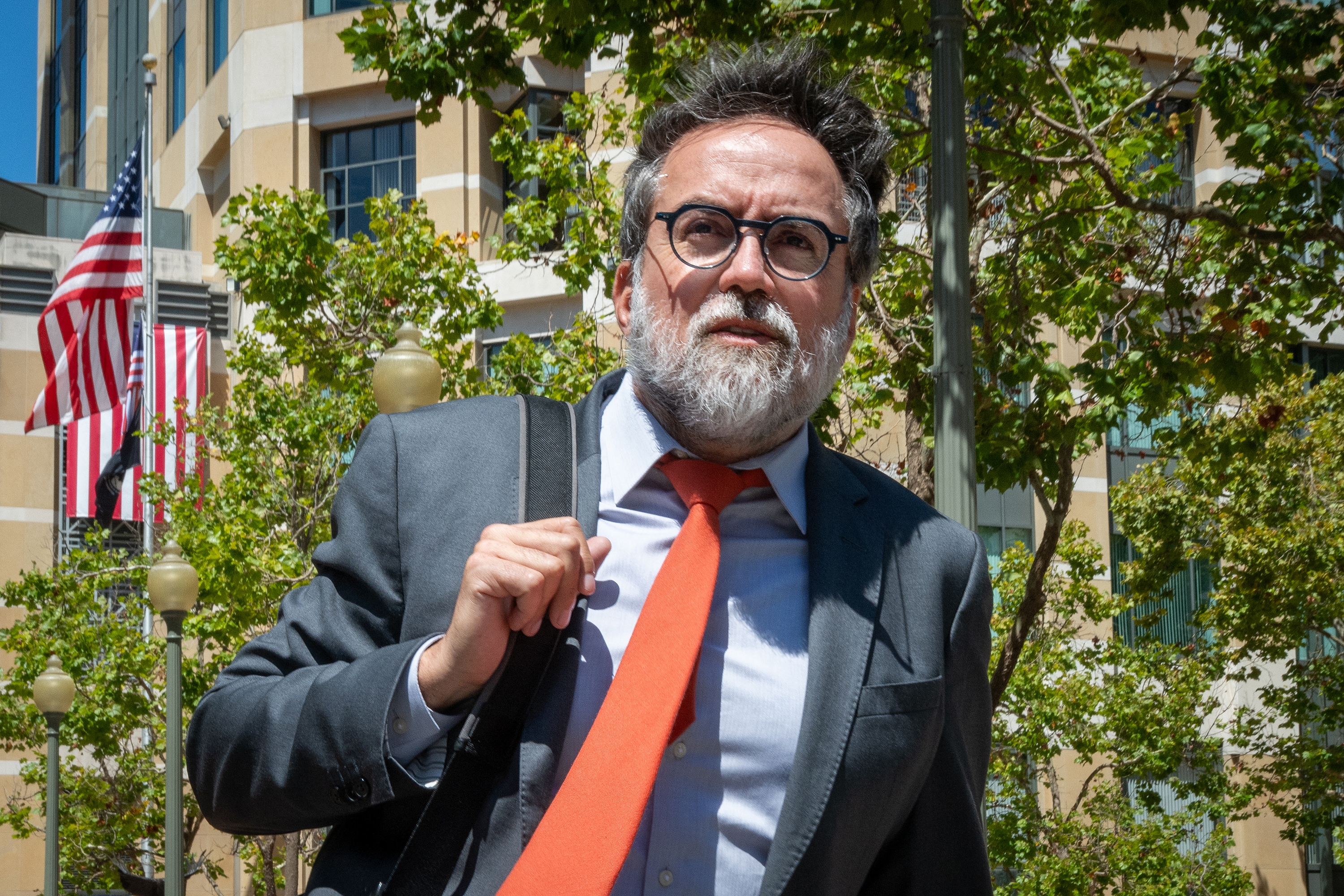 Former Meta engineer Arturo Bejar leaves the Ronald V. Dellums Federal Building & United States Courthouse as Meta is on trial over social media addiction in Oakland, California, on August 19, 2026.