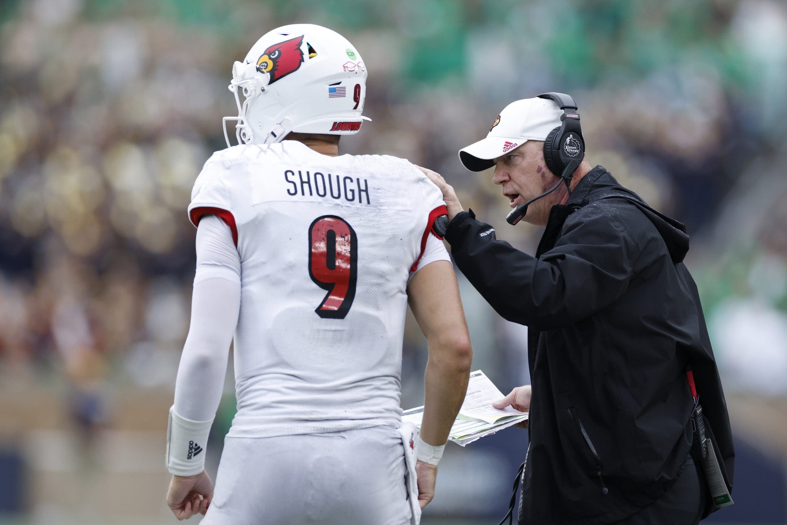 Jeff Brohm coached Tyler Shough in the quarterback's lone season at Louisville, going 9-4 in 2024. (Photo by Joe Robbins/Icon Sportswire via Getty Images)