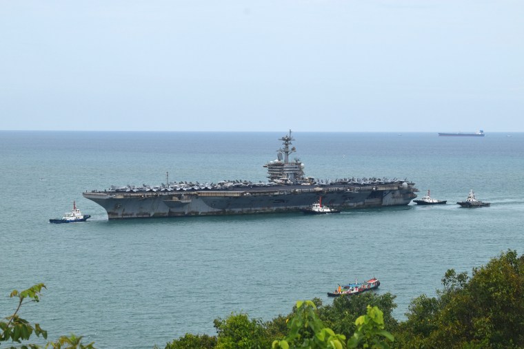 The USS Abraham Lincoln approaching Laem Chabang Port near Pattaya on Wednesday.