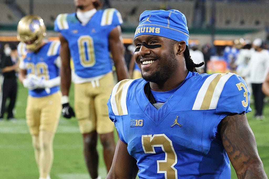 UCLA running back Wayne Knight leads the Big Ten with nine rushing touchdowns. (Photo by Greg Fiore/Icon Sportswire via Getty Images)