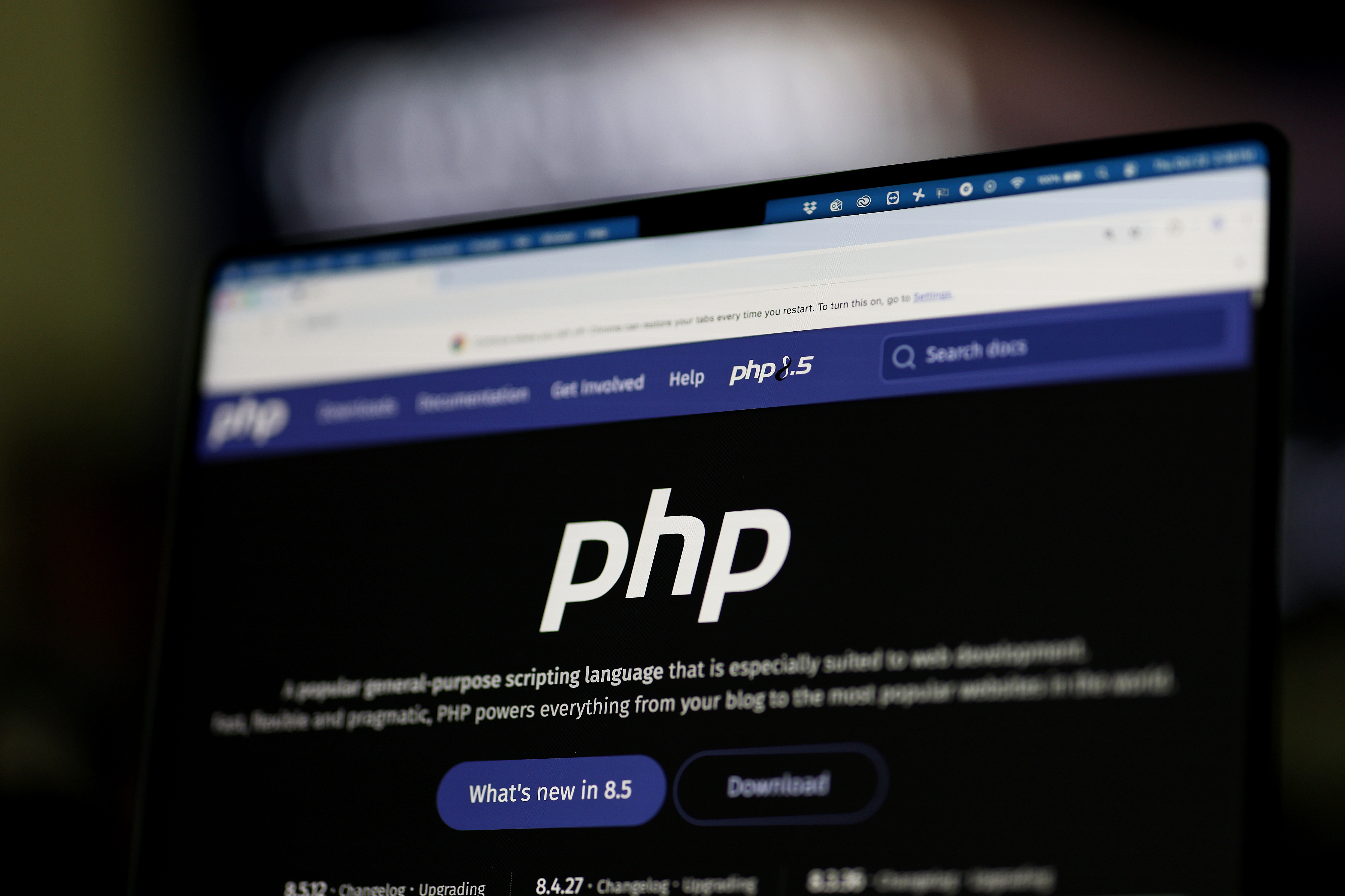 The homepage of the PHP.net website is seen on October 22, 2026 in Singapore. Cyber-security flaws were recently identified in the popular PHP programming language, which is used on a vast number of websites across the world, including those of major companies and national governments. The PHP Foundation released two patches designed to fix the vulnerabilities.